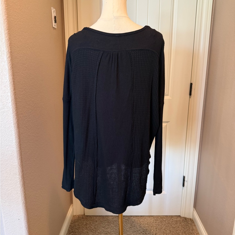 Free People Black Button-Front Blouse - Picture 3 of 4